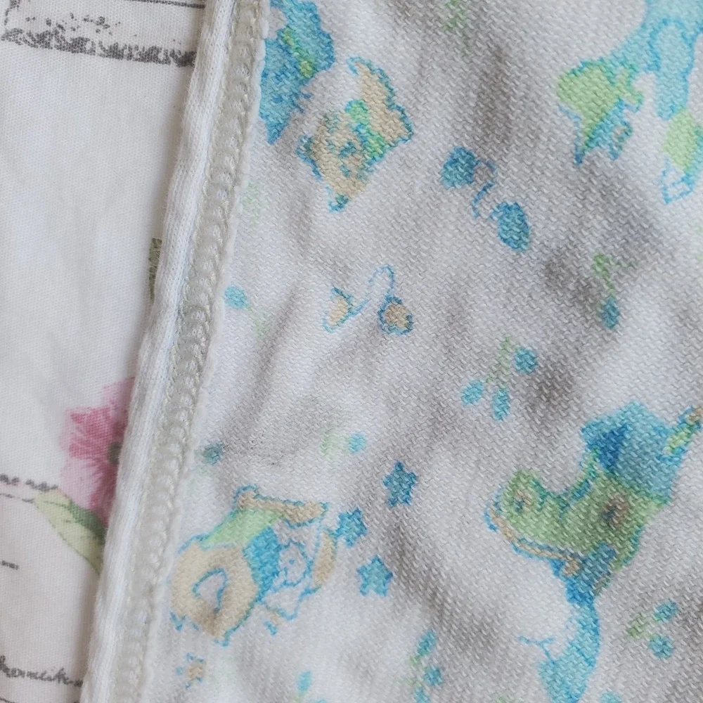 Vtg Carter's Baby Blanket Blue Animals Cotton Flannel Made in USA 1980s 90s